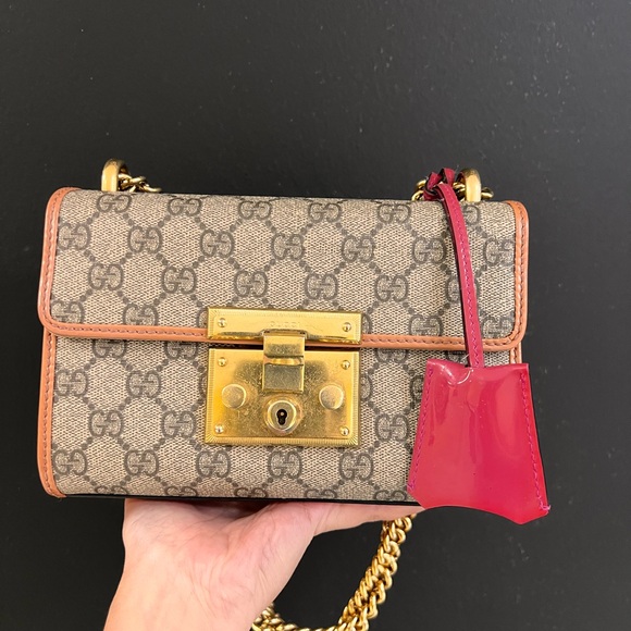 Gucci Beige and orange Monogram Bag with Gold and Red Accents - Picture 1 of 8